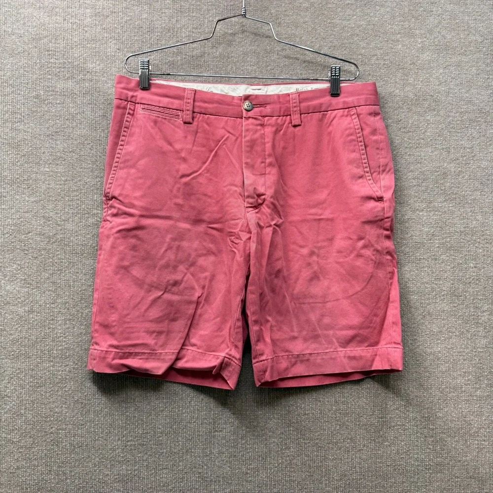 Polo Ralph Lauren Mens Salmon Pink Chino Shorts Nautical Crest Size 34 Cotton